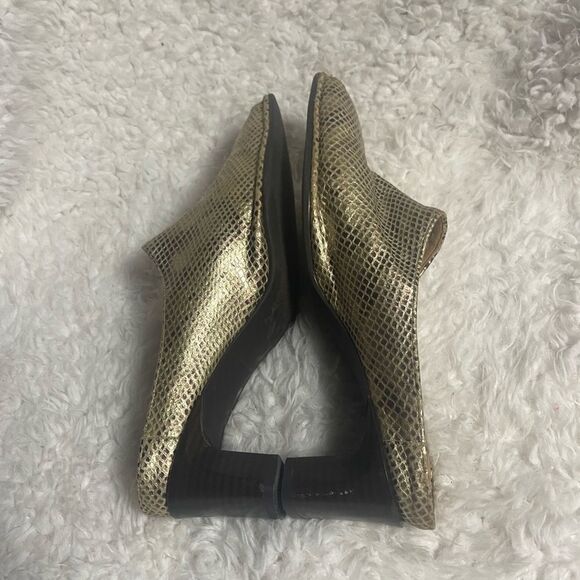 Ara Relax Flex gold & bronze Leather Textured Slip on Heel Mules SZ US 8 run big - Picture 4 of 10